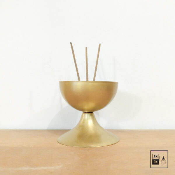 Mid-century-incense-bowl-Brushed-Brass