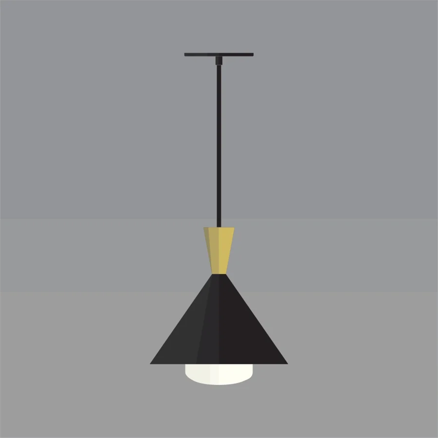 lampe-suspendue-collection-Mid-century-Pic-A8S137-Noir-Laiton-Brossé
